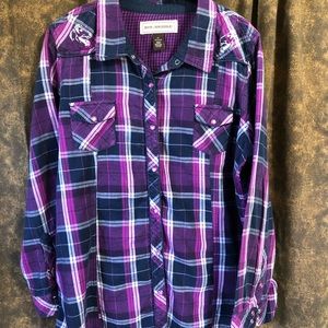 Western light flannel plaid shirt